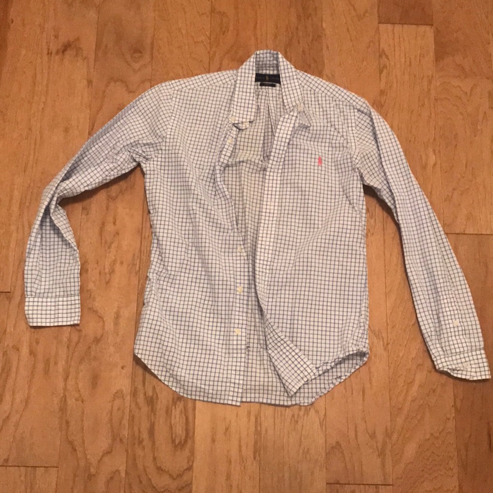 Polo Button Down Blue and White